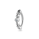 Piercing ombelico cerchietto con punto luce bianco in argento - NovaNavel®