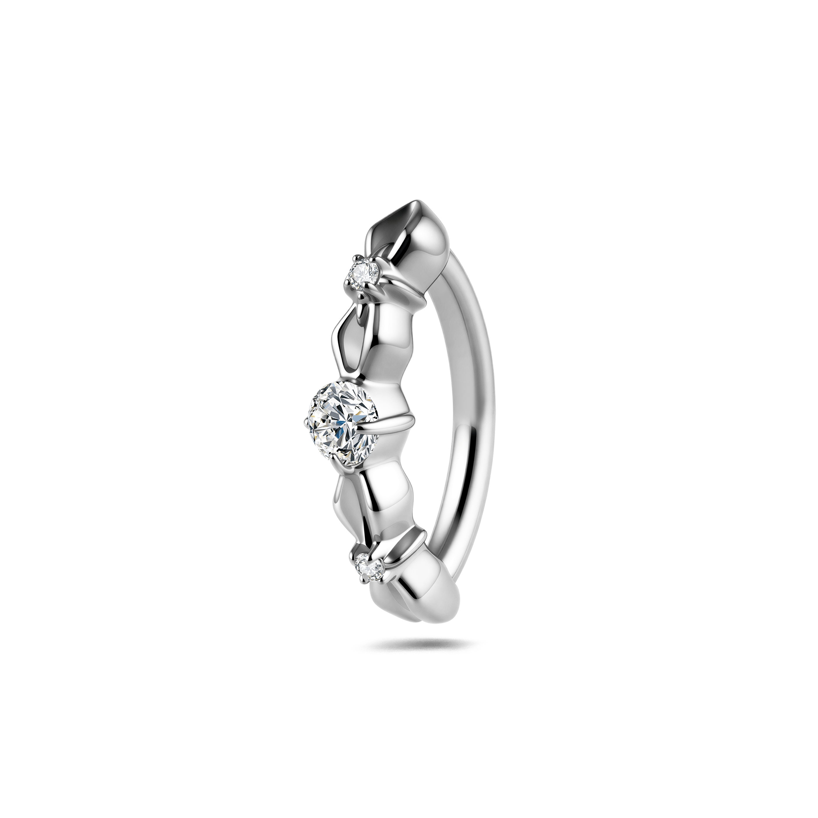 Piercing ombelico cerchietto con punto luce bianco in argento - NovaNavel®