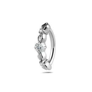 Piercing ombelico cerchietto con punto luce bianco in argento - NovaNavel®
