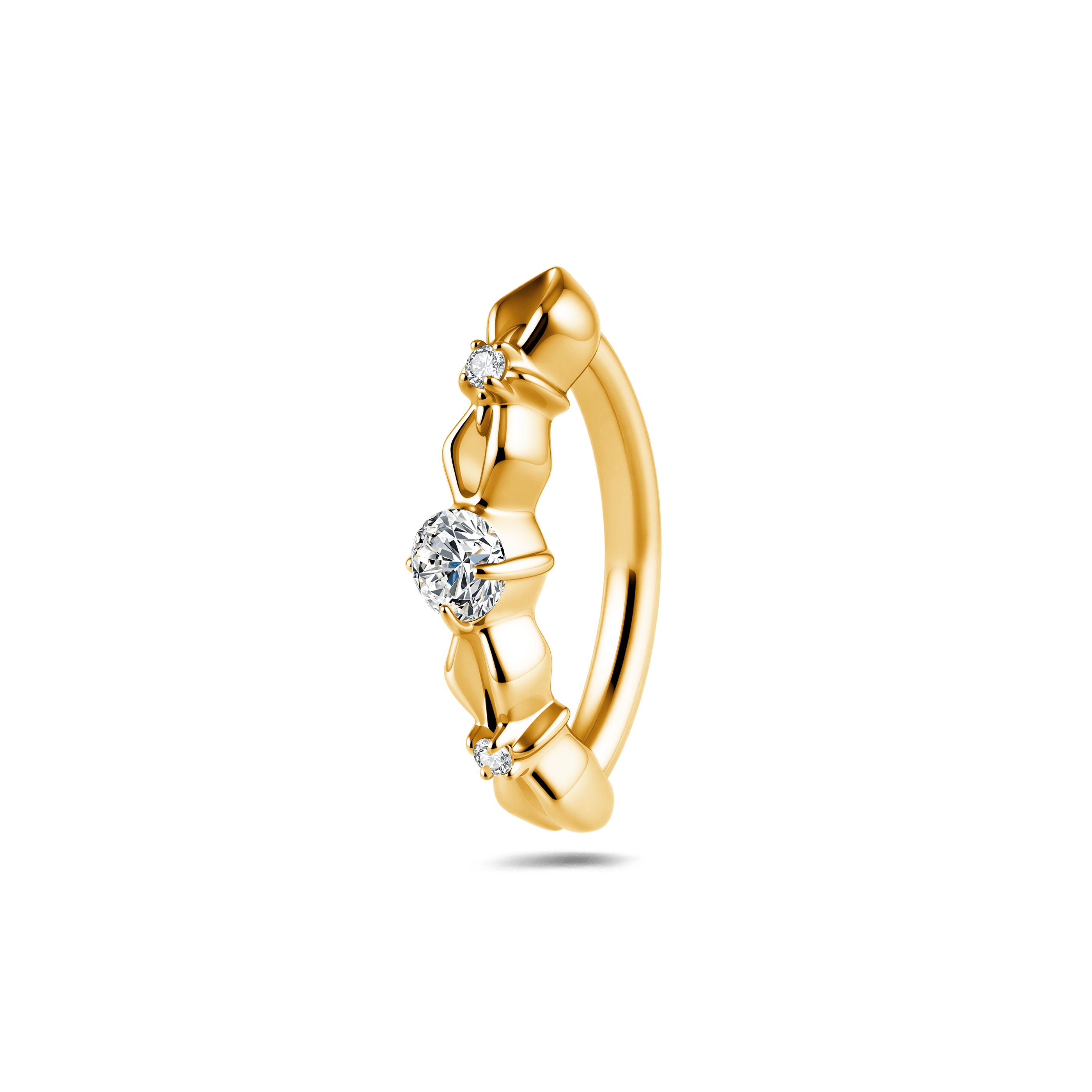 Piercing ombelico cerchietto con punto luce bianco in oro - NovaNavel®
