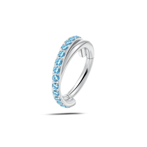 Piercing ombelico cerchietto intreccio acquamarina in argento - NovaNavel