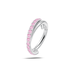 Piercing ombelico cerchietto intreccio rosa in argento - NovaNavel
