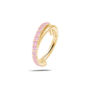 Piercing ombelico cerchietto intreccio rosa in oro - NovaNavel