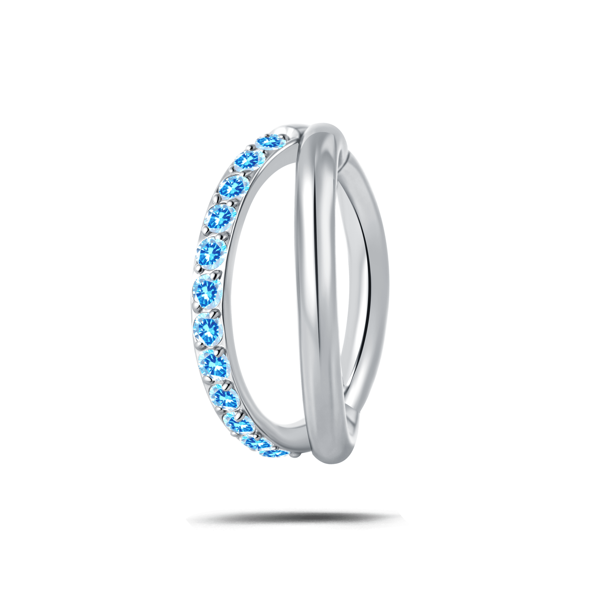 Piercing ombelico cerchietto one side luxury acquamarina in argento - NovaNavel
