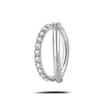 Piercing ombelico cerchietto one side luxury bianco in argento - NovaNavel