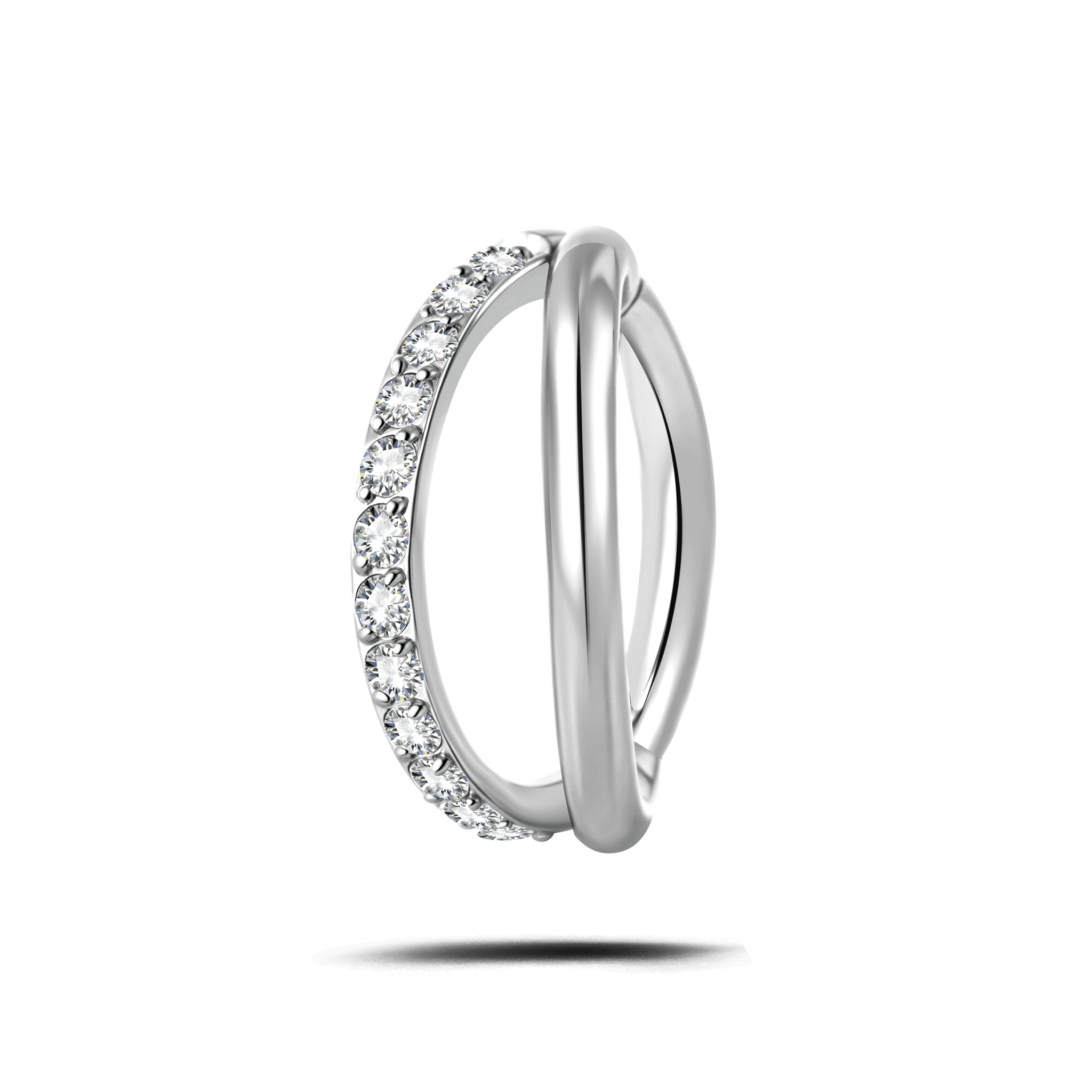 Piercing ombelico cerchietto one side luxury bianco in argento - NovaNavel