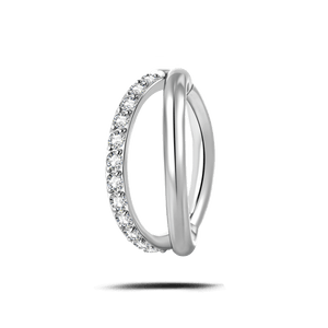 Piercing ombelico cerchietto one side luxury bianco in argento - NovaNavel