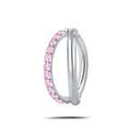 Piercing ombelico cerchietto one side luxury rosa in argento - NovaNavel
