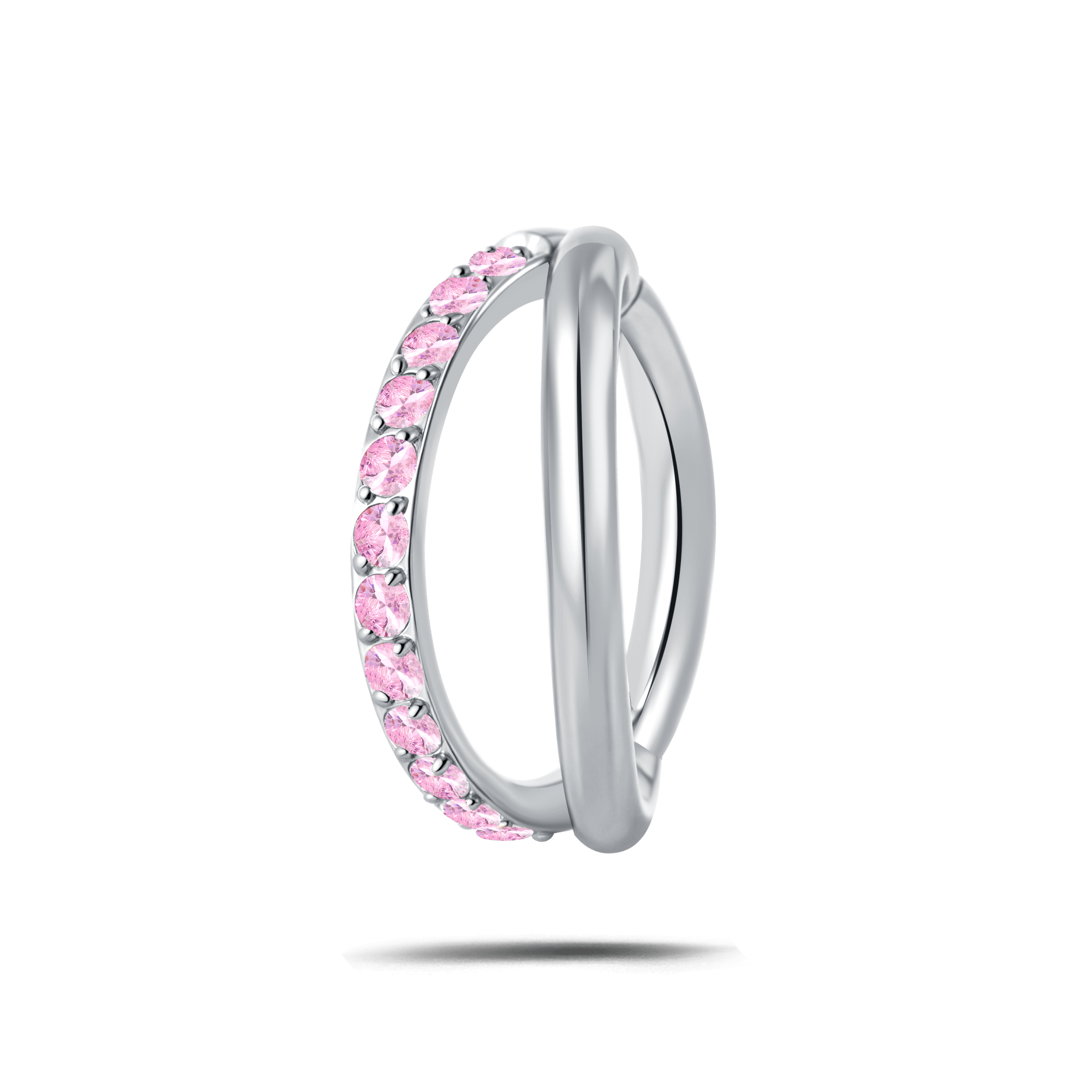 Piercing ombelico cerchietto one side luxury rosa in argento - NovaNavel