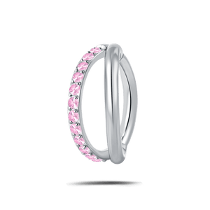 Piercing ombelico cerchietto one side luxury rosa in argento - NovaNavel
