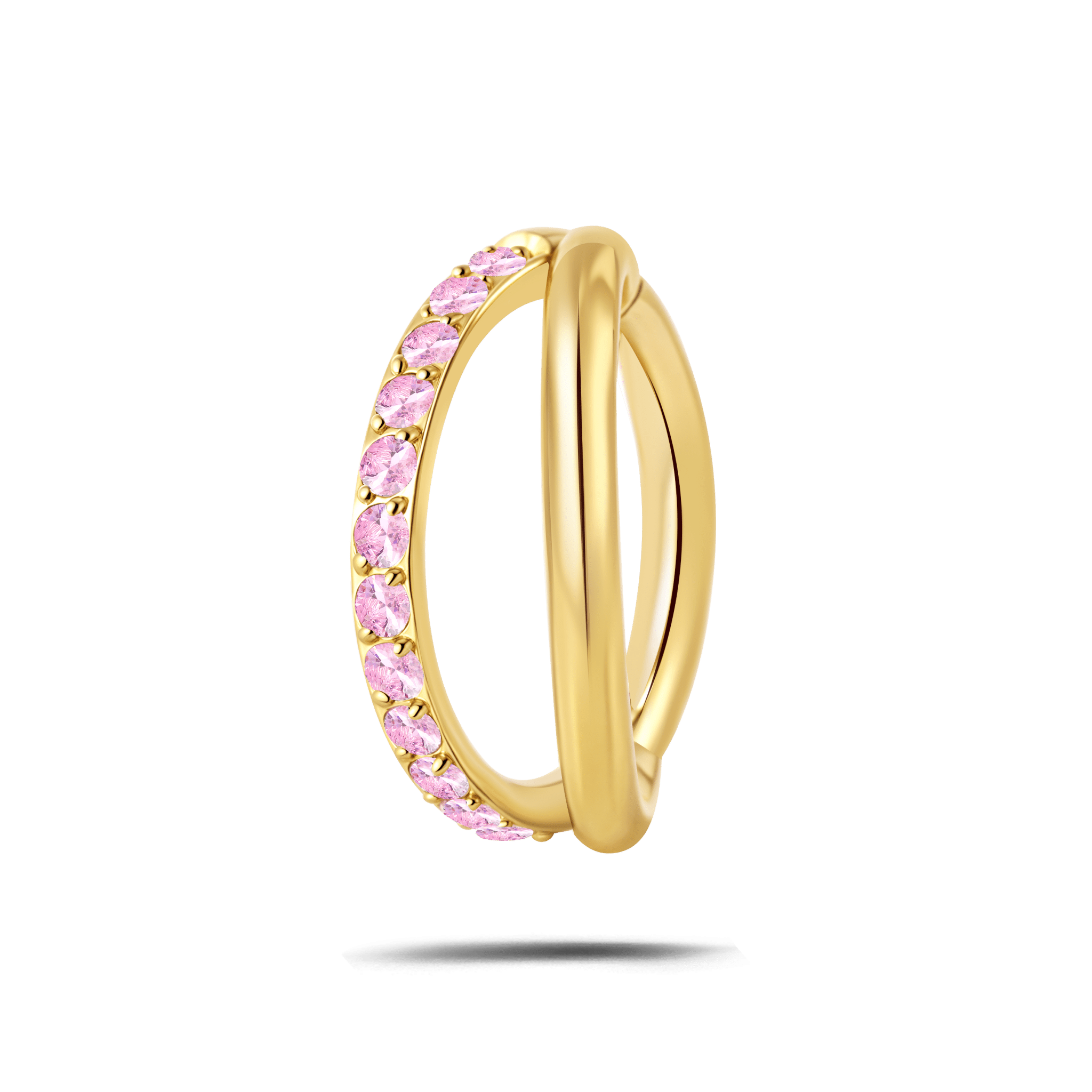 Piercing ombelico cerchietto one side luxury rosa in oro - NovaNavel