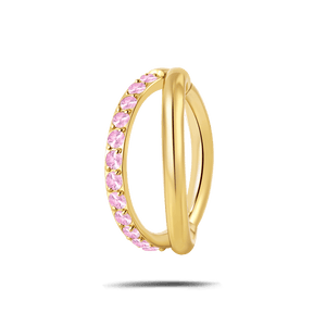 Piercing ombelico cerchietto one side luxury rosa in oro - NovaNavel