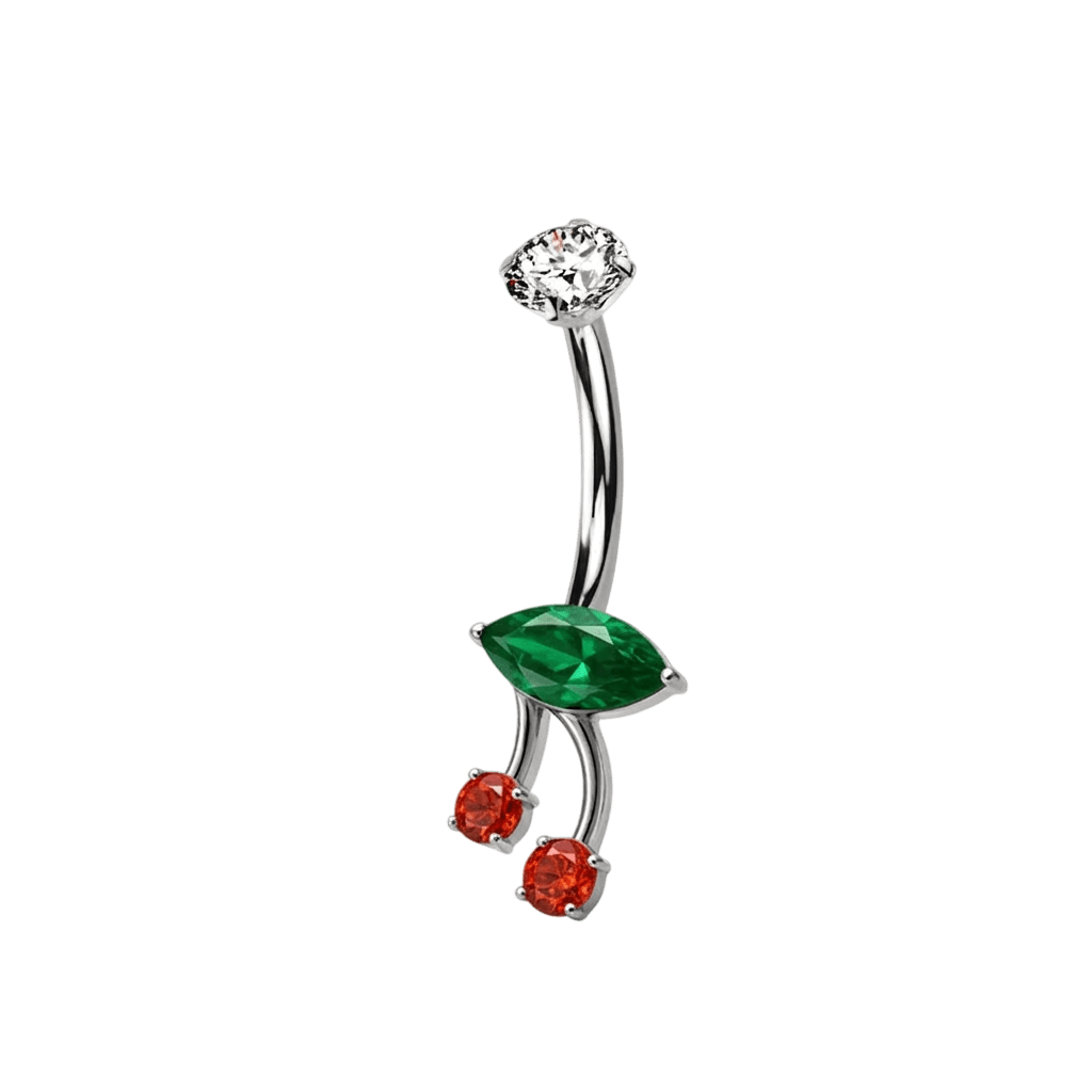 Piercing ombelico ciliegia ibiza bianca e rossa in argento - NovaNavel®