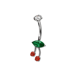 Piercing ombelico ciliegia ibiza bianca e rossa in argento - NovaNavel®