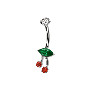 Piercing ombelico ciliegia ibiza bianca e rossa in argento - NovaNavel®