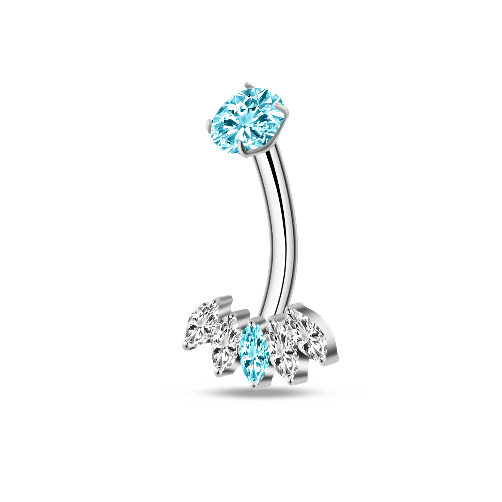 Piercing ombelico cinque petali in argento - NovaNavel