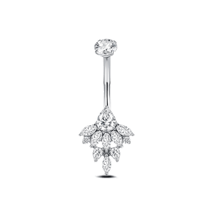 Piercing ombelico cluster di zirconi marquise in argento - NovaNavel