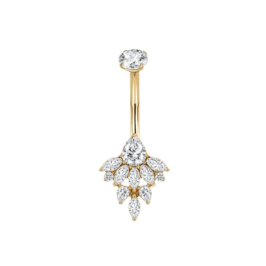 Piercing ombelico cluster di zirconi marquise in oro - NovaNavel®