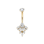Piercing ombelico cluster di zirconi marquise in oro - NovaNavel®