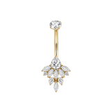 Piercing ombelico cluster di zirconi marquise in oro - NovaNavel®