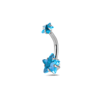 Piercing ombelico con doppia stella azzurro in argento - NovaNavel®