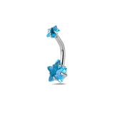 Piercing ombelico con doppia stella azzurro in argento - NovaNavel®