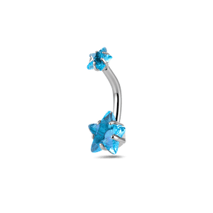 Piercing ombelico con doppia stella azzurro in argento - NovaNavel®