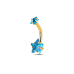 Piercing ombelico con doppia stella azzurro in oro - NovaNavel®
