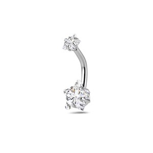 Piercing ombelico con doppia stella bianca in argento - NovaNavel®