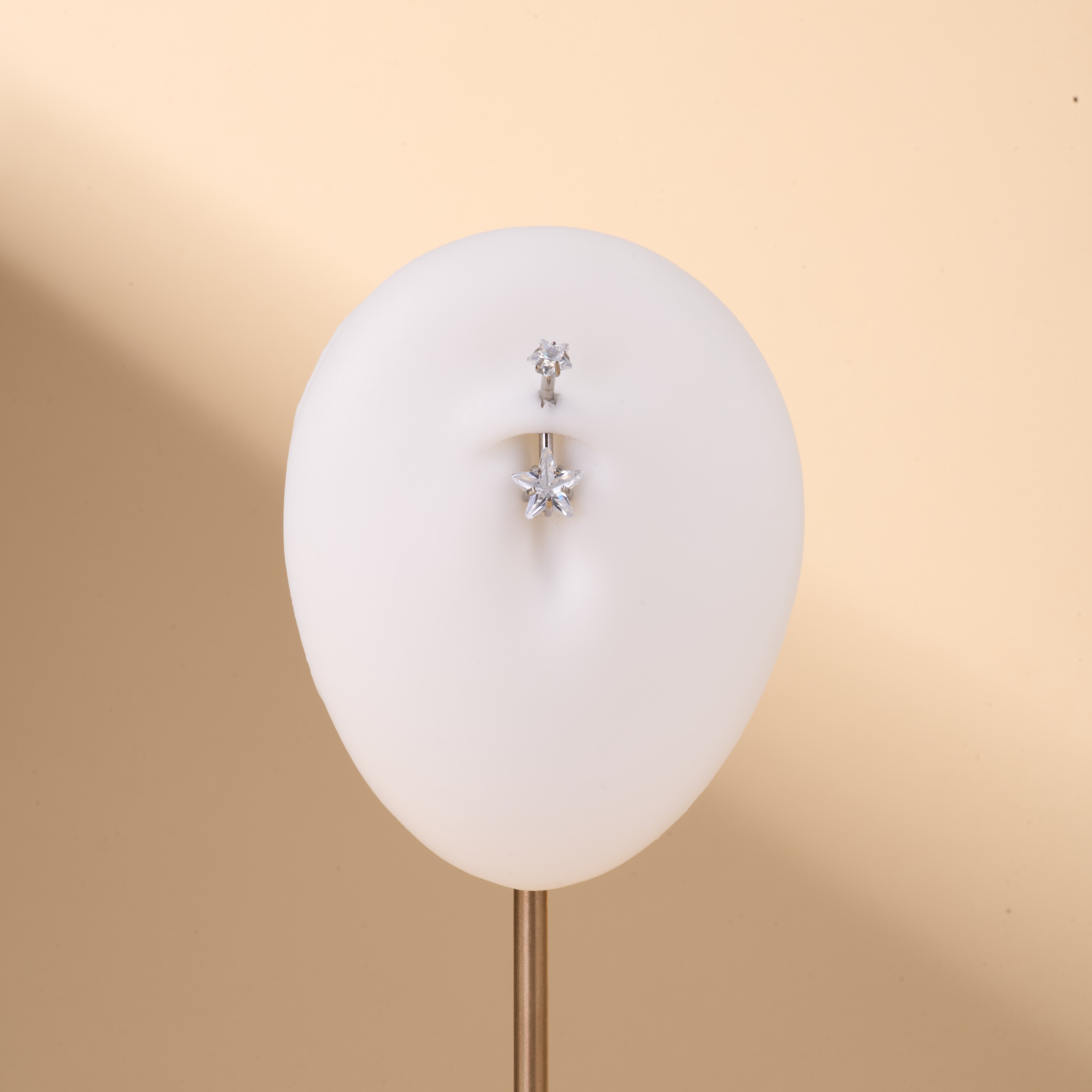 Piercing ombelico con doppia stella bianca in argento - NovaNavel®