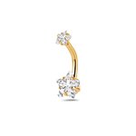 Piercing ombelico con doppia stella bianca in oro - NovaNavel®