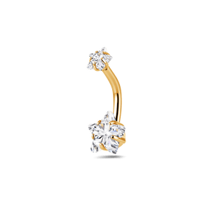 Piercing ombelico con doppia stella bianca in oro - NovaNavel®