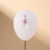 Piercing ombelico con doppia stella rosa in argento - NovaNavel®