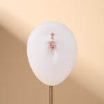 Piercing ombelico con doppia stella rosa in oro - NovaNavel®