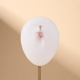 Piercing ombelico con doppia stella rosa in oro - NovaNavel®