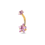 Piercing ombelico con doppia stella rosa in oro - NovaNavel®