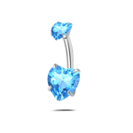 Piercing ombelico con doppio cuore azzurro in argento - NovaNavel