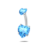 Piercing ombelico con doppio cuore azzurro in argento - NovaNavel