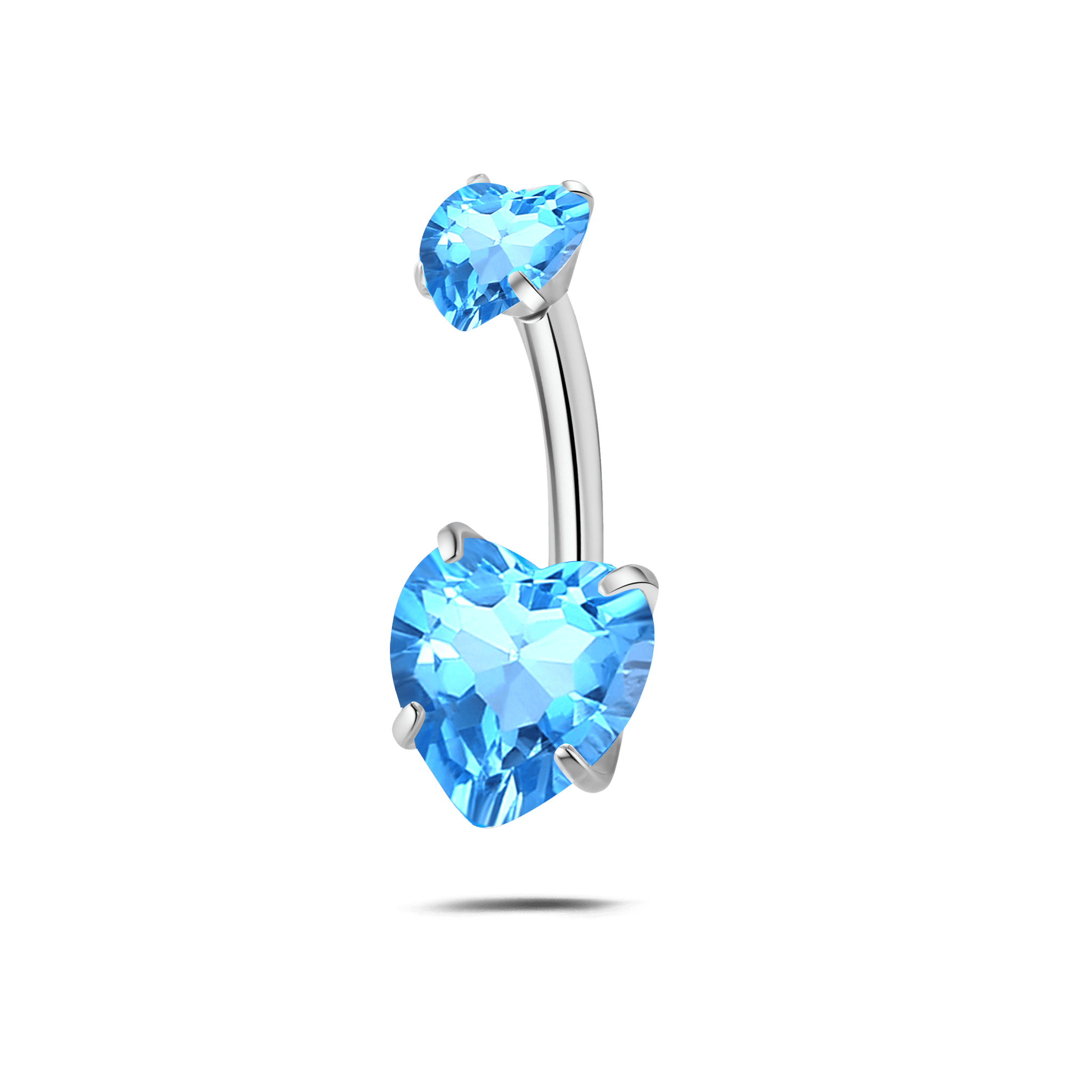Piercing ombelico con doppio cuore azzurro in argento - NovaNavel