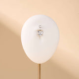 Piercing ombelico con doppio cuore bianco in argento - NovaNavel