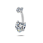 Piercing ombelico con doppio cuore bianco in argento - NovaNavel