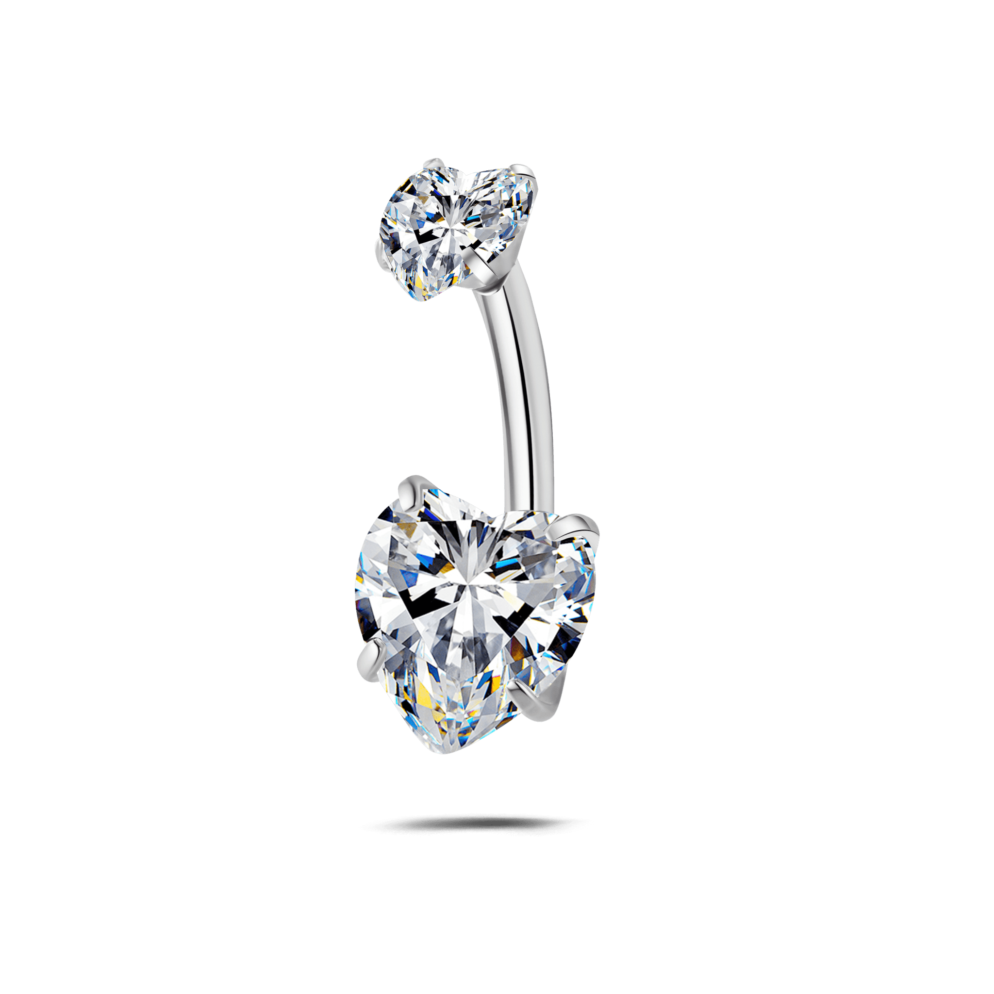 Piercing ombelico con doppio cuore bianco in argento - NovaNavel