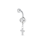 Piercing ombelico croce deluxe bianca in argento - NovaNavel