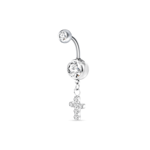 Piercing ombelico croce deluxe bianca in argento - NovaNavel
