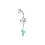 Piercing ombelico croce deluxe verde in argento - NovaNavel
