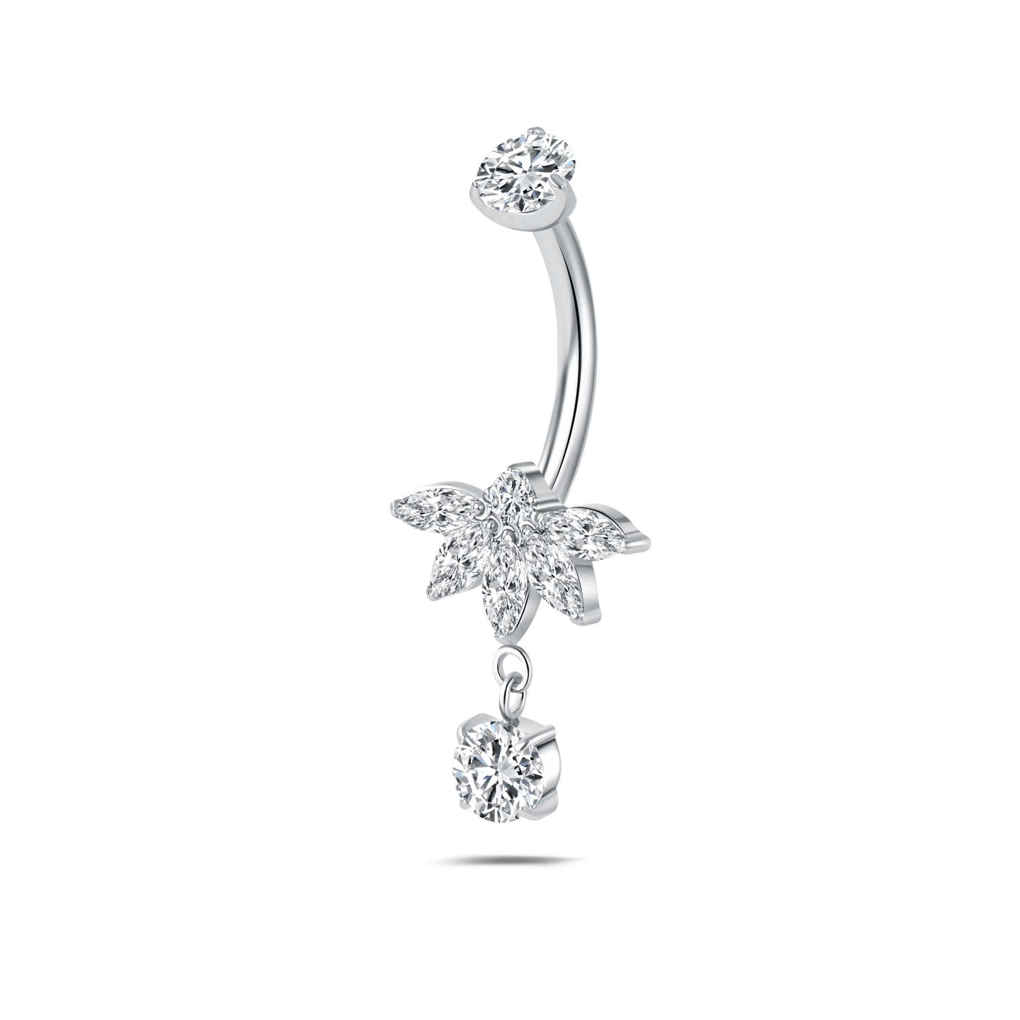 Piercing ombelico crystal bloom in argento - NovaNavel