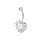 Piercing ombelico cuore bianco in argento con cristalli bianchi - NovaNavel