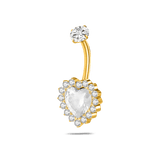 Piercing ombelico cuore bianco in oro con cristalli bianchi - NovaNavel