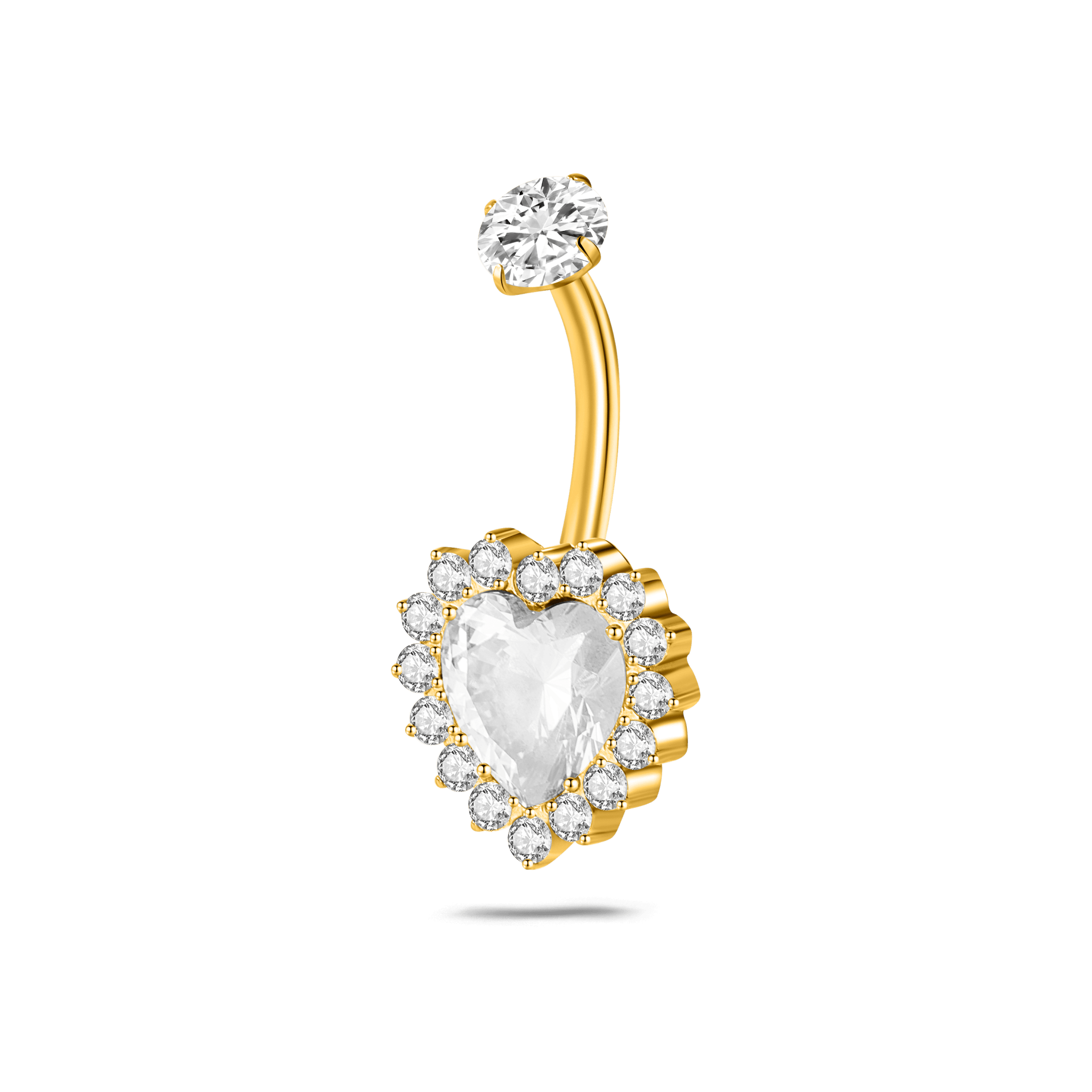Piercing ombelico cuore bianco in oro con cristalli bianchi - NovaNavel