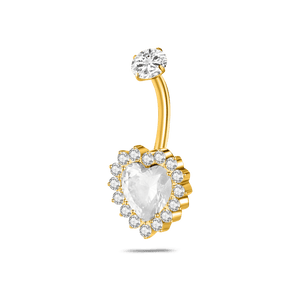 Piercing ombelico cuore bianco in oro con cristalli bianchi - NovaNavel